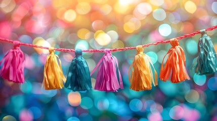 Colorful Festive Banner with Lively Tassels for a Recognition
