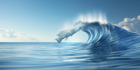 World Ocean's Day with little single wave in the open ocean against blue sky