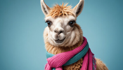 Stylish Llama Wearing a Scarf