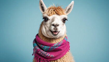 Stylish Llama Wearing a Scarf