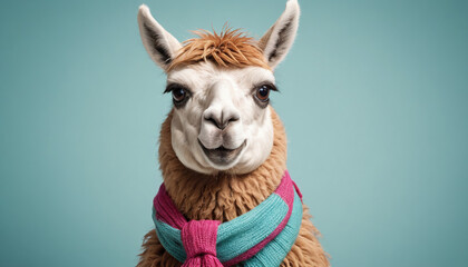 Stylish Llama Wearing a Scarf