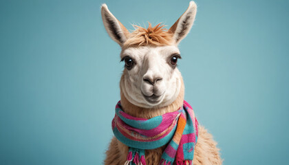 Stylish Llama Wearing a Scarf