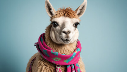 Stylish Llama Wearing a Scarf