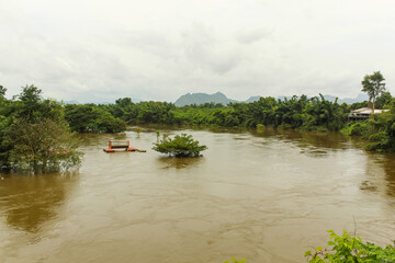 Mekong river on the rainy season in Thailand