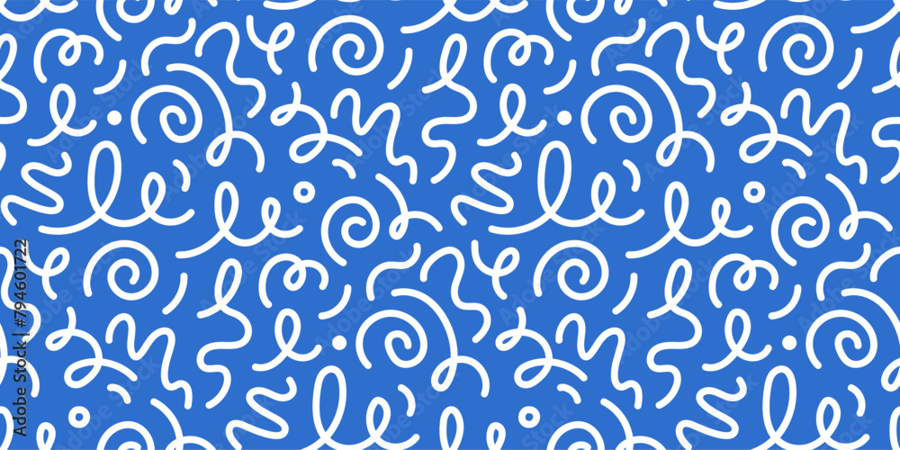 Poster kid line color seamless pattern. abstract cute children party squiggle background design. fun kid co