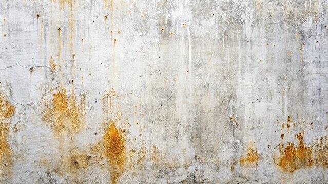 White concrete grunge wall with rust spots