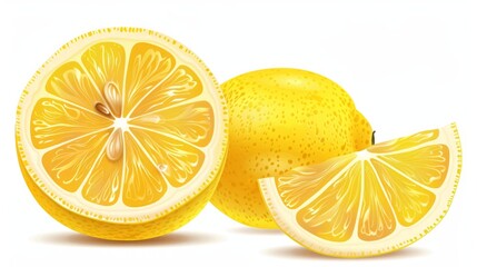 Sliced lemon and half lemon