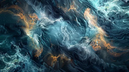 Wallpaper murals Fractal waves An abstract interpretation of the ocean's depths, where swirling colors and textures mimic the unseen world beneath the waves