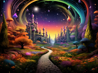 Obraz premium colorful fantasy forest scene