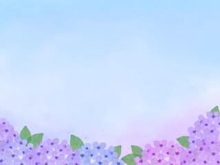 綺麗な紫陽花の花のフレーム背景イラスト