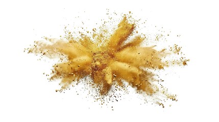 Gold Powder Dust Explosion Splash Isolated on White Background - Holi Paint

