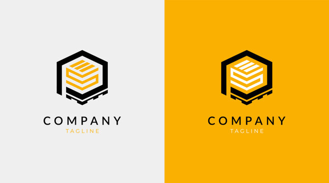 Pallet box vector logo letter PS