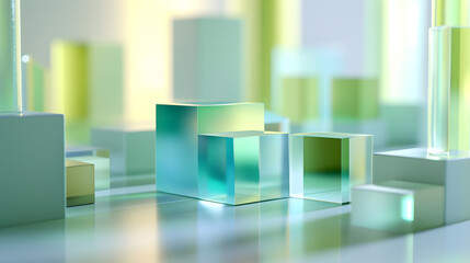 Geometric Office Design: Abstract 3D Background with Cubes