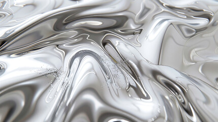Glistening Silver Marble Background, Metallic Sheen and Smooth Swirls