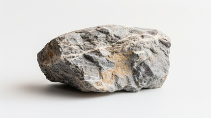Isolated rock stone volcano on white background, mineral industry element nature.
