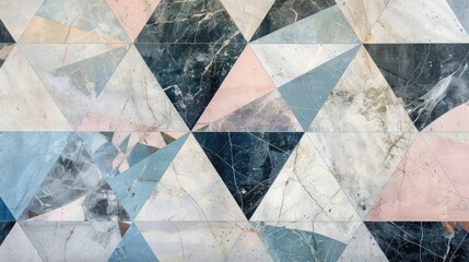A slab of pastel-toned marble featuring triangular motifs, adding a modern and sophisticated touch to interior decor.
