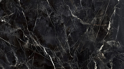 Midnight Black Marble, Stark Veins Against Deep Black