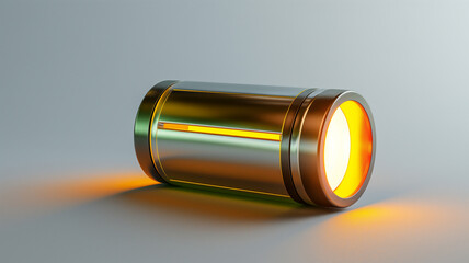 Futuristic cylinder light glowing with warmth, modern design.