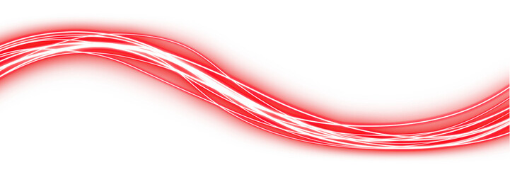 A curved bright red speed line