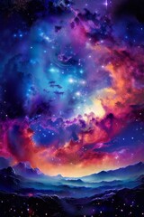 Naklejka premium vector representation of a dreamy galaxy filled with stars.