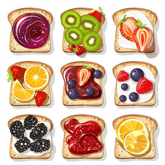 Toast with Fruit Jam Clipart Collection