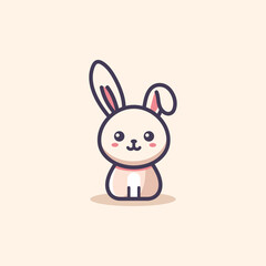 Cute Rabbit Sitting Cartoon Vector Icon Illustration.