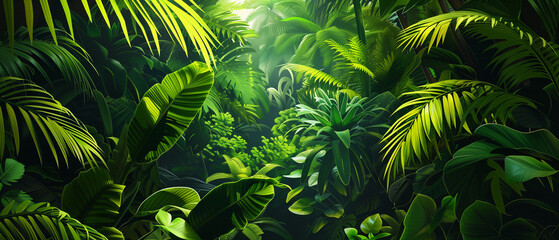 Green tropical jungle illustration background