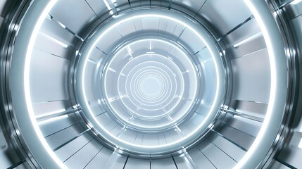 Portal of Tomorrow Futuristic Neon Round Portal in Sci-fi Silver Construction