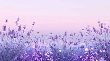 A soothing combination of translucent lavender and thistle, creating a minimalist abstract background that evokes the serene beauty of a blooming lavender field at dusk - obrazy, fototapety, plakaty