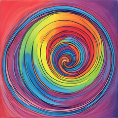 Spiraling Rainbow Vortex in Vivid Hues and Textured Background
