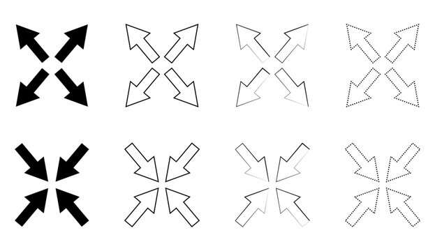 Arrows icon inward outward navigation pointer.