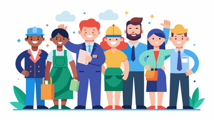 labor day a group of people of different profession vector illustration