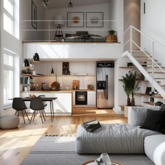 new modern Scandinavian loft apartment