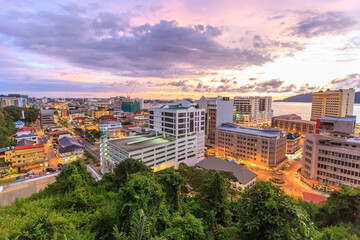 Beautiful view of Kota Kinabalu city at sunset
