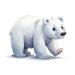 Fototapeta premium polar bear catoon in watercolor painting style