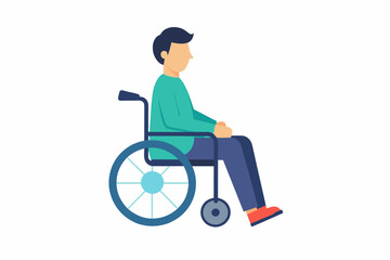 A man is sitting in a wheelchair vector illustration