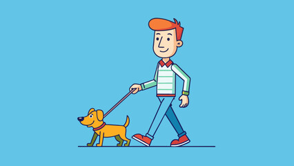 A man walks with a dog vector illustration
