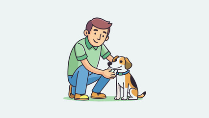 man with the dog  cartoon vector illustration
