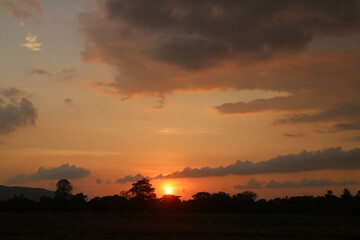 sunset sky with clouds.