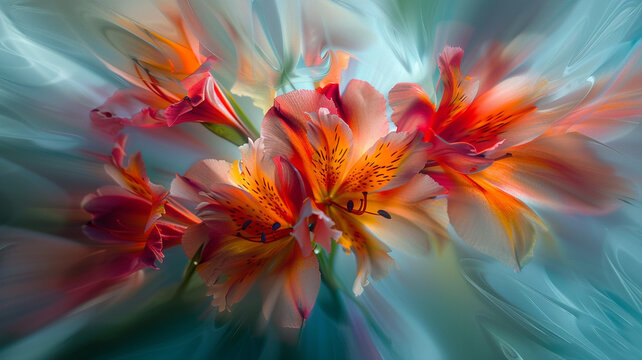 The gentle chaos of an abstract spring, where bursts of color and form suggest blooming flowers and awakening life