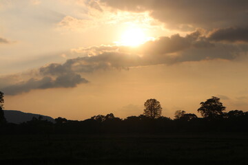 Colorful cloudy sky at sunset. Sky texture, abstract nature background.