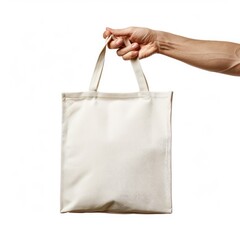 Hand holding a tote bag on a white background, AI generated Image