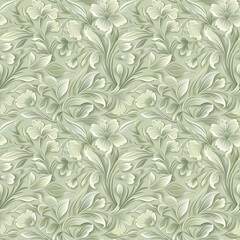 Floral green color, form natural, seamless fabric pattern.