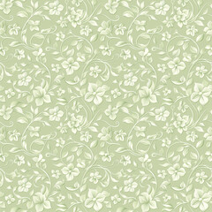 Floral green color, form natural, seamless fabric pattern.