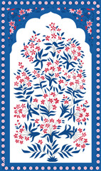 Indian floral ornament. Mughal floral traditional ornament with arch and motif borders. Floral Wall Art Wall Frame illustrations. © Parimol