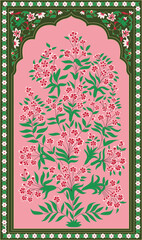 Indian floral ornament. Mughal floral traditional ornament with arch and motif borders. Floral Wall Art Wall Frame illustrations. © Parimol