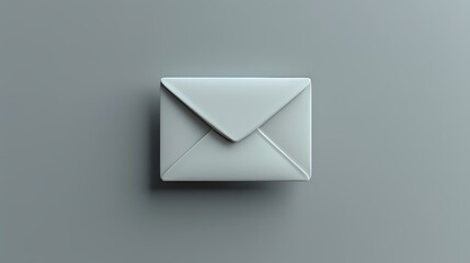 A clean and modern email envelope icon on a solid silver background