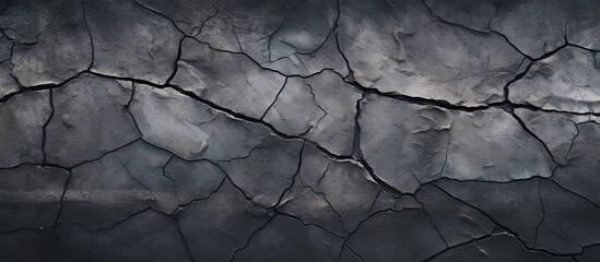 Closeup of cracked grey concrete with a grey sky in the background - Powered by Adobe