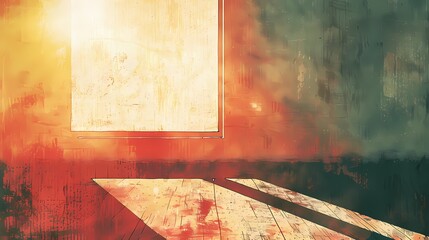 Sunlight shining into study oil painting illustration background poster