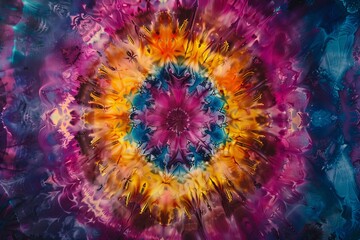 Fototapeta na wymiar Vibrant Mandala Acrylic Pour Painting